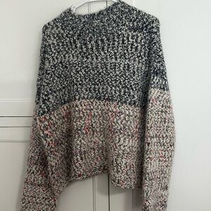 VENUS Black and Cream Cowl Neck Sweater with Chunky Knit